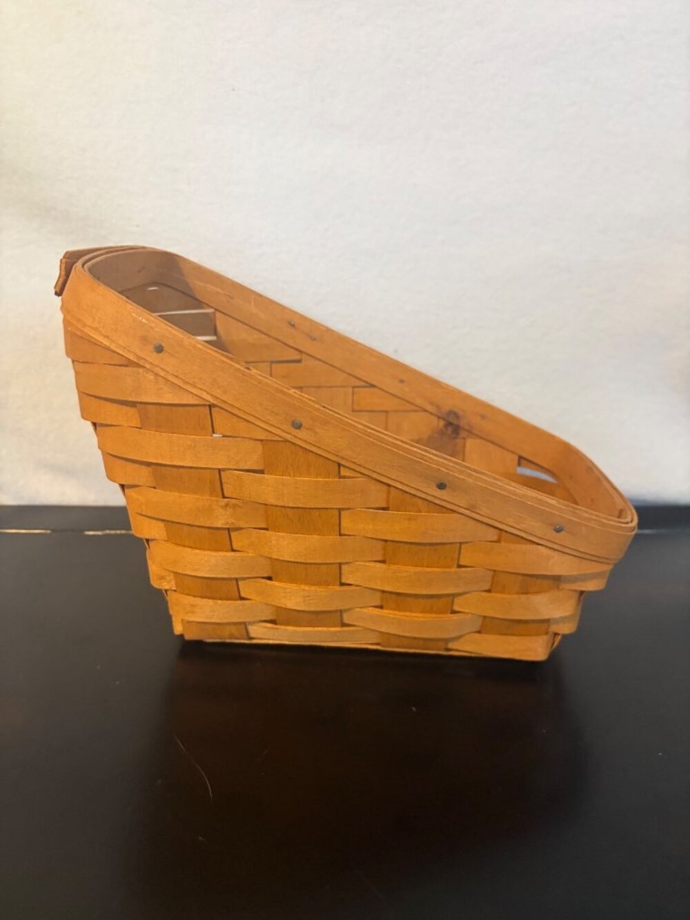 Longaberger Wooden Basket With Angled Handle
